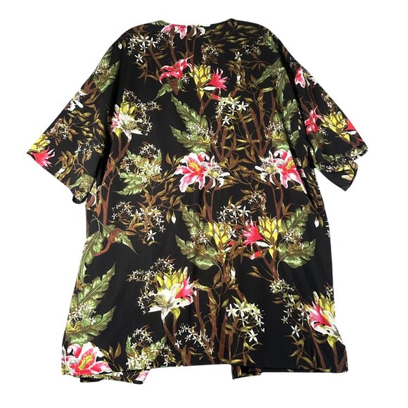 Ee:Some Womens S/M Black Floral Kimono Cardigan Jacket Lightweight Polyester - Picture 8 of 8